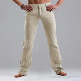 Men's Linen Pocket Straight Solid Color Loose Pants 49899241X