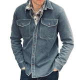 Men's Vintage Washed Denim Shirt Jacket 93663515X