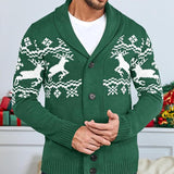 Men's Elk Jacquard Knit Cardigan Jacket 07067807X