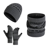 Men's Warm Knitted Hat, Scarf and Gloves Three-piece Set 65725898F