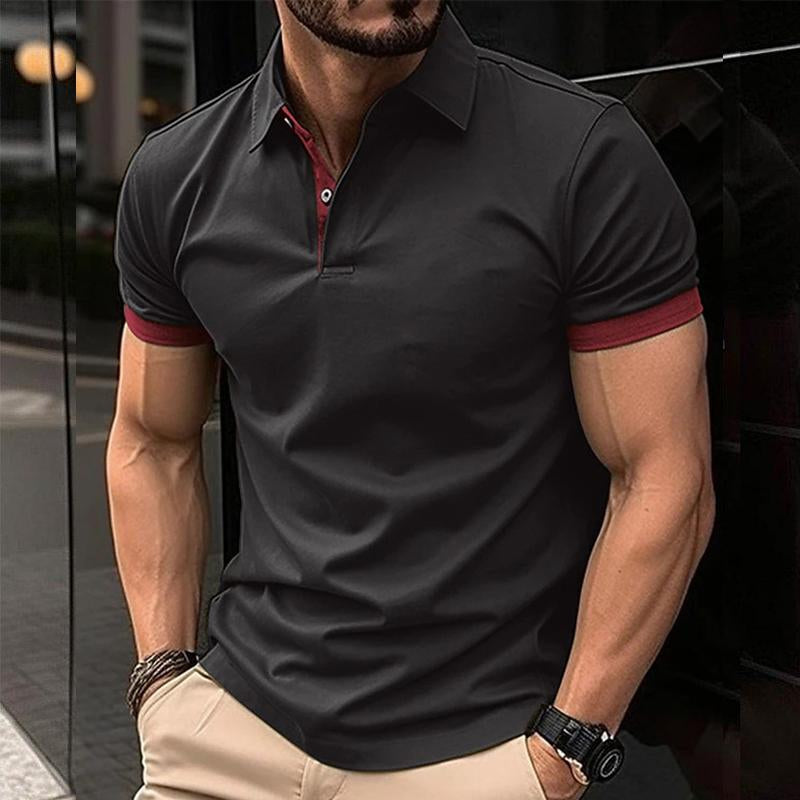 Men's Casual Color Block Short Sleeve POLO Shirt 43371751Y