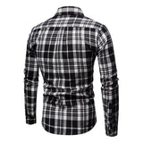 Men's Casual Plaid Simple Long-sleeved Shirt 62137830X