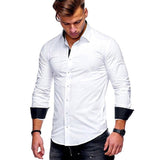 Men's Lapel Solid Color Loose Button Long Sleeve Shirt 79701214X