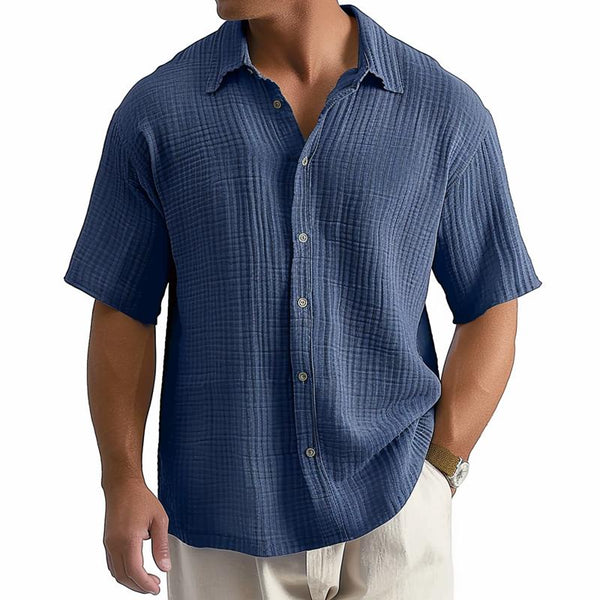 Men's Resort Casual Wrinkled Short-sleeved Shirt 25735820X