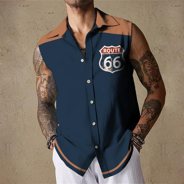 Men's Casual Colorblocked Route 66 Sleeveless Tank Top 18700439TO