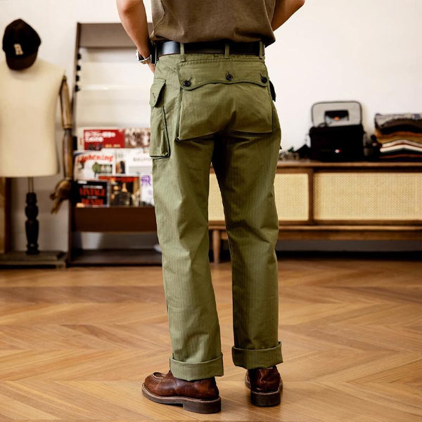 Men's Retro Solid Color Multi-Pocket Loose Straight Cargo Pants 91063732Y