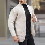 Men's Casual Slim Button Long Sleeve Solid Color Knit Cardigan 37468341M