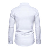 Men's Retro Color Block Slim Fit Casual Lapel Long Sleeve Shirt 70681733M