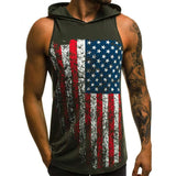 Men's Casual Sports Flag Print Hooded Tank Top 87457189Y