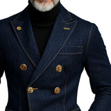 Men's Fashionable Denim Double Breasted Blazer 83443837X