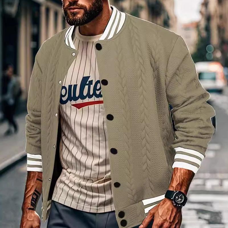 Men's Casual Single Breasted Cardigan Baseball Jacket 95897985X