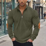 Men's Corduroy Colorblock Stand Collar Half Zip Long Sleeve Sweatshirt 59980123Y