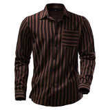 Men's Stripe Printed Casual Long Sleeve Shirt 74524141U