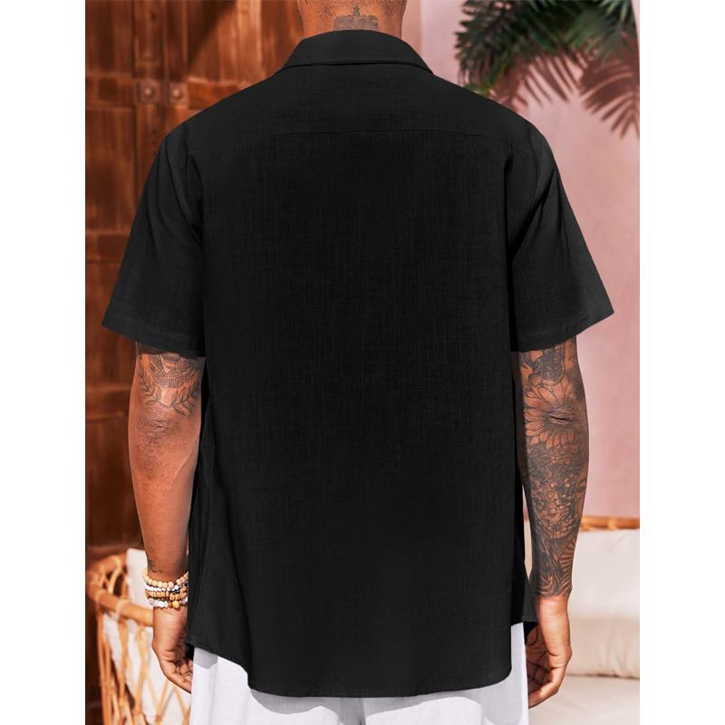 Men's Colorblock Double Chest Pocket Short Sleeve Shirt 81057335Y