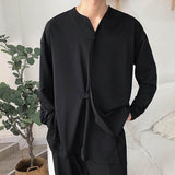 Men's Casual Solid Color Loose Long Sleeve Shirt 38088701M
