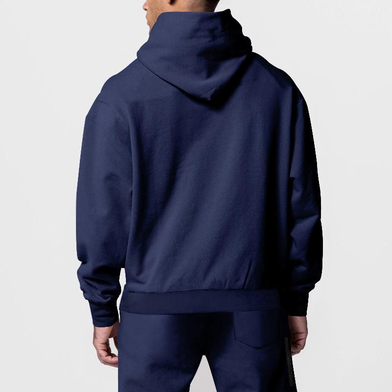 Men's Casual Solid Color Fleece Slim Fit Hooded Zipper Sweatshirt Sweatpants Set 53700824M