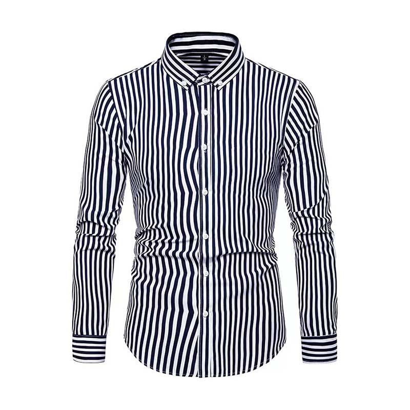 Men's Classic Casual Striped Long Sleeve Shirt 24828740K