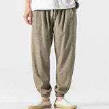 Men's Retro Cotton and Linen Solid Color Loose Pencil Pants 14441624X