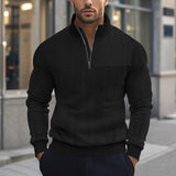 Men's Retro Casual Stand Collar Zipper Loose Jacquard Sweatshirt 57147354X