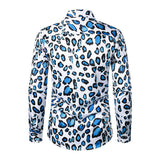 Men's Vintage Leopard Print Lapel Long Sleeve Shirt 20567988M