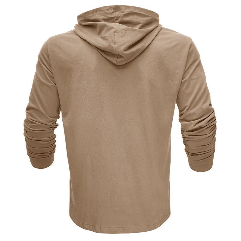 Men's Casual Solid Color Hooded Long Sleeve T-Shirt 90114469M