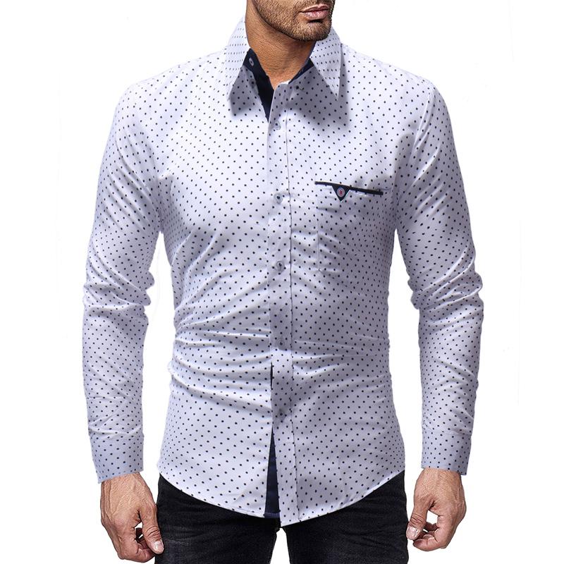 Men's Casual Star Print Lapel Long Sleeve Shirt 54263952Y