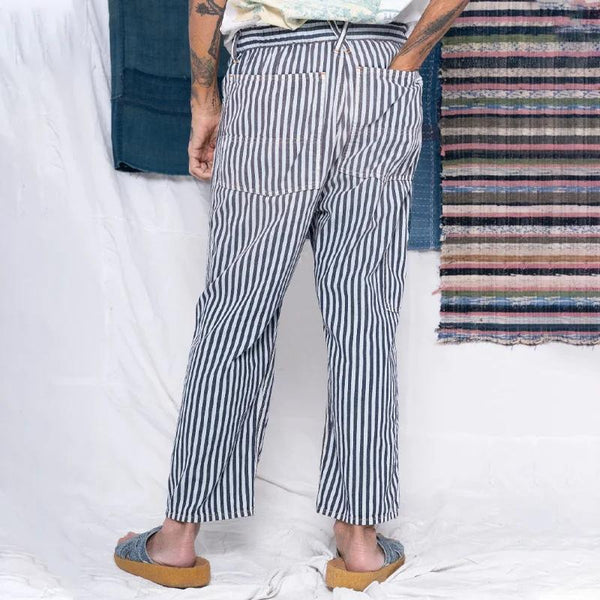 Men's Cotton And Linen Striped Patchwork Straight Pants 68495181Y