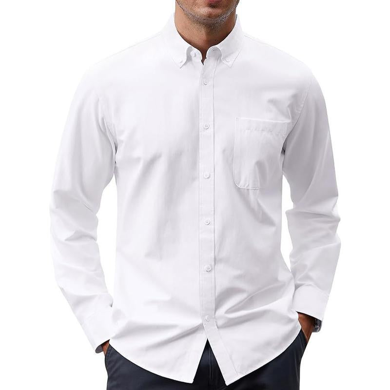 Men's Solid Color Long Sleeve Casual Shirt 42182872X