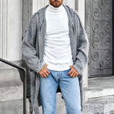 Men's Solid Color Casual Hooded Knitted Cardigan 89695203X