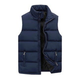 Men's Retro Casual Solid Color Padded Zipper Vest 95350361TO