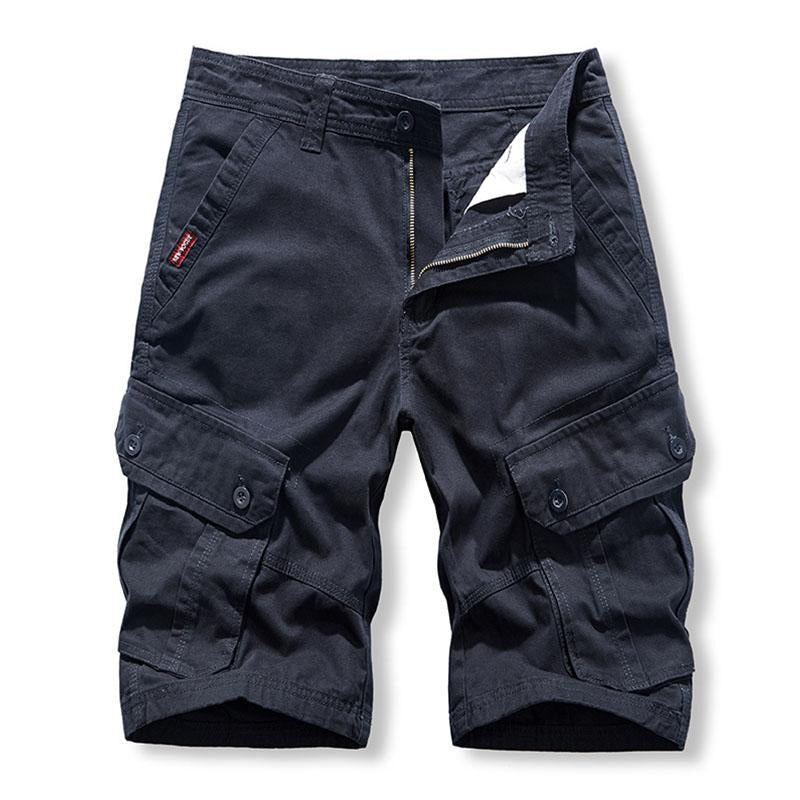 Men's Casual Solid Color Multi Pocket Loose Cargo Shorts 57790550M