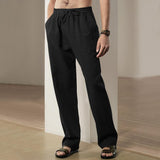 Men's Casual Solid Color Linen Breathable Loose Pants 13939824M