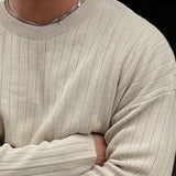 Men's Crew Neck Striped Knitted Sweater 77879125X