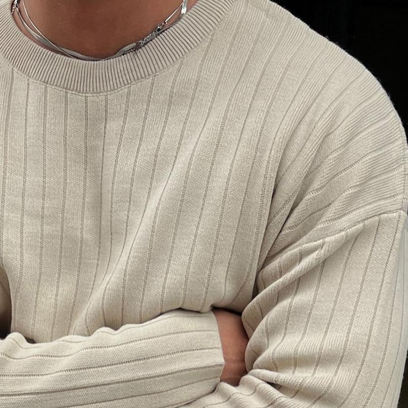 Men's Crew Neck Striped Knitted Sweater 77879125X