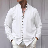 Men's Vintage Cotton and Linen Casual Loose Shirt 40440047U