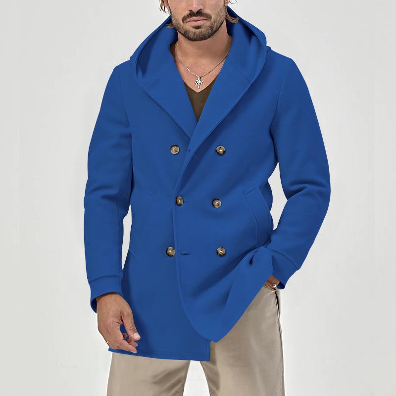 Men's Solid Hooded Double Breasted Casual Coat 62030960Z