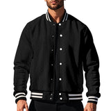 Men's Jacquard Casual Solid Color Baseball Jacket 95166234Y