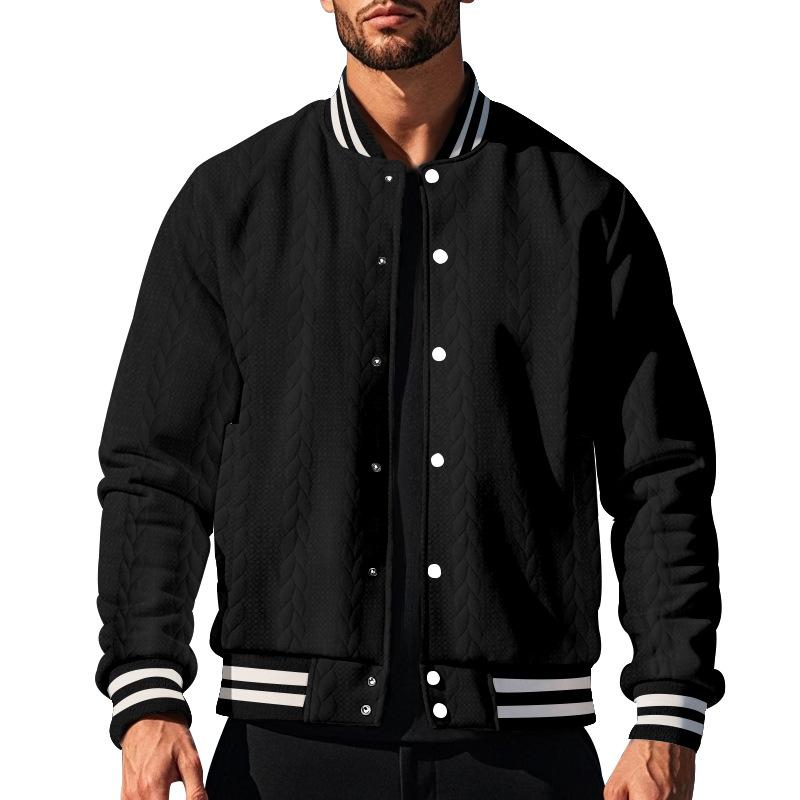 Men's Jacquard Casual Solid Color Baseball Jacket 95166234Y