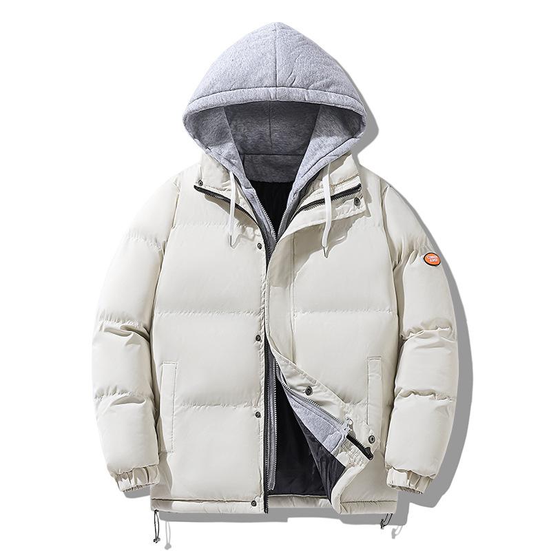 Men's Solid Thicken Hooded Zipper Pockets Padded Coat 80044160Z