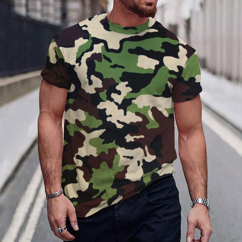Men's Casual Camouflage Round Neck Short Sleeve T-Shirt 39880250TO