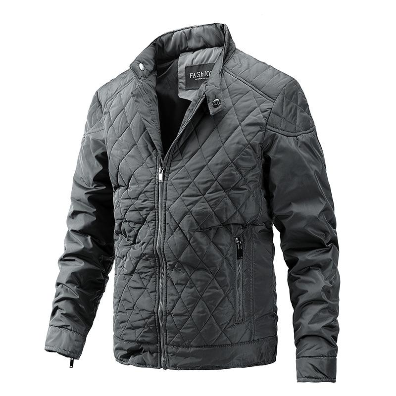 Men's Solid Quilted Padded Stand Collar Jacket 83268406Y