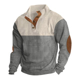 Men's Fashionable Color Block Stand Collar Long Sleeve Pullover Sweatshirt 26292491M