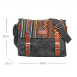 Men's Retro Ethnic Pattern Canvas Shoulder Bag 74282452Y