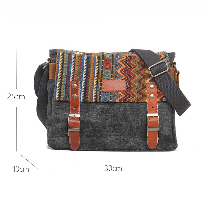 Men's Retro Ethnic Pattern Canvas Shoulder Bag 74282452Y