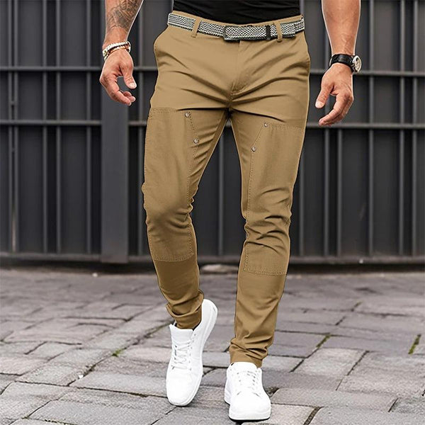 Men's Casual Solid Color Stitching Straight Leg Pants 42864704Y