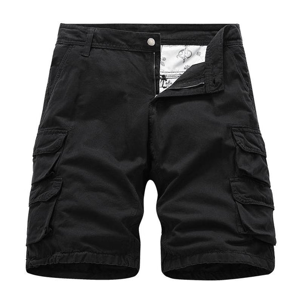 Men's Solid Color Straight Multi-pocket Cargo Shorts 49402796Z