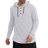 Men's Casual Solid Color Button Hooded Long Sleeve T-Shirt 12057297Y