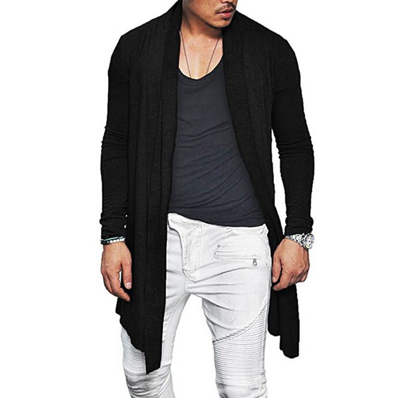 Men's Casual Solid Color Long-Sleeved Knitted Cardigan 77472794M