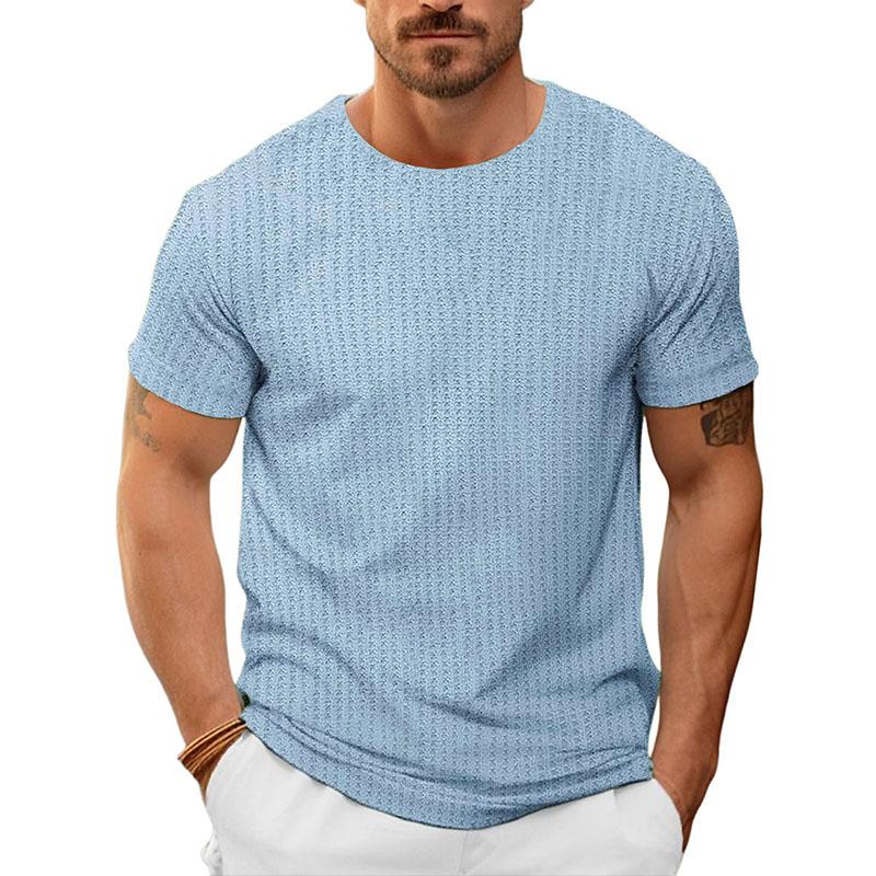 Men's Casual Round Neck Waffle Short Sleeve Slim Fit T-Shirt 34756796M