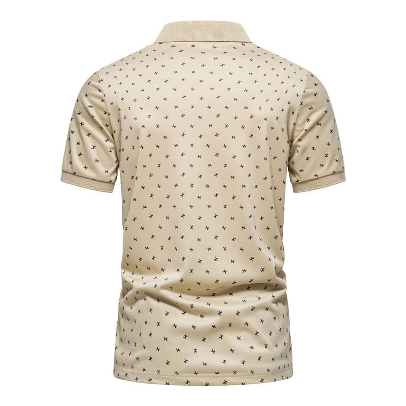 Men's Casual Printed Lapel Short Sleeve Polo Shirt 82211733M
